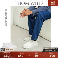 THOM WILLS【雷军同款】厚底小白鞋男增高真皮商务透气板鞋休闲皮鞋夏季男鞋 白色G931-1 9.5 /45码