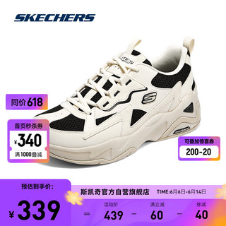 SKECHERS 斯凯奇 熊猫鞋老爹鞋男女同款鞋894177 自然色/黑色/NTBK 40