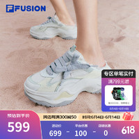 FILA FUSION斐乐女鞋老爹鞋2024夏硬糖2一脚蹬休闲厚底运动鞋 雪白/雾霾绿-SA 39