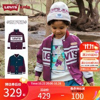 Levi's李维斯童装款儿童夹克男童两面穿棒球服外套 酒红色 130/64(7)