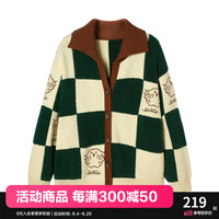 乐町【Wee联名系列】乐町格纹毛衣外套女秋冬开衫C1EDC4401 绿格纹 S/155