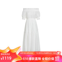 欧时力【商场同款】天丝雪纺连衣裙2024新夏荷叶边收腰气质 