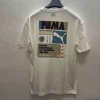 彪马（PUMA）T恤男秋季运动服跑步训练透气舒适纯棉休闲圆领上衣短袖 536926-02/彪马白 L