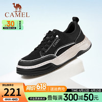 CAMEL 骆驼 男鞋软底轻便帆布鞋新款网面透气运动休闲鞋厚底增高舒适板鞋子 G14S829171 黑色 40