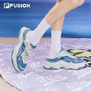 FILA FUSION斐乐女鞋老爹鞋2024夏硬糖2一脚蹬休闲厚底运动鞋 水洗蓝色/雪白-RS 36.5