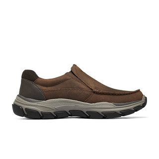 斯凯奇（Skechers）一脚蹬男鞋商务鞋休闲皮鞋舒适支撑缓震通勤工作鞋204321 深棕色/CDB 45