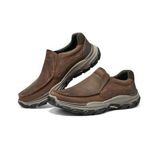 斯凯奇（Skechers）一脚蹬男鞋商务鞋休闲皮鞋舒适支撑缓震通勤工作鞋204321 深棕色/CDB 45.5