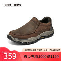 斯凯奇（Skechers）一脚蹬男鞋商务鞋休闲皮鞋舒适支撑缓震通勤工作鞋204321 深棕色/CDB 42.5