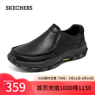 斯凯奇（Skechers）一脚蹬男鞋商务鞋休闲皮鞋舒适支撑缓震通勤工作鞋204321 黑色/BLK 42