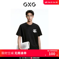 GXG男装 舒适黑色短袖T恤 GEX14415332 黑色（重磅） 170/M