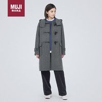 无印良品（無印良品 MUJI）女式 羊毛混 牛角扣大衣 长款外套 毛呢大衣秋冬 灰色 M  灰色3A