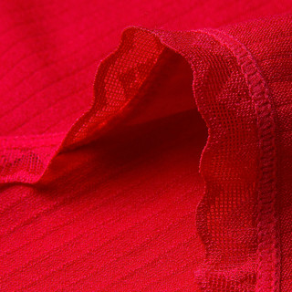 欧迪芬（Ordifen）内裤女高弹力中腰提臀蕾丝不夹臀无痕女士三角裤组合3条装 中国红 L(165/95)