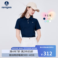 Navigare意大利小帆船短袖POLO衫女士2024夏季修身多巴胺体恤时尚上衣 海军蓝 XL