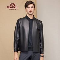 兽王（SHOUWANG）男士头层牛皮真皮皮衣立领商务休闲单皮皮衣 黑色 190/108A(56)
