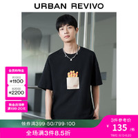 UR2024夏季男装潮流创意滑板图案印花短袖T恤UMV440104 正黑 S