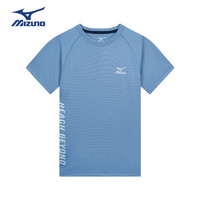 美津浓（MIZUNO）/Mizuno儿童夏季清新短袖上衣透气舒适休闲运动t恤 灰蓝色 120CM(35-50斤)