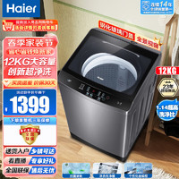 Haier 海尔 洗衣机 全自动波轮洗脱一体家用大容量12公斤大容量 玻璃面板门盖