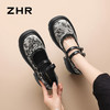 ZHR玛丽珍鞋女新中式绣花粗跟单鞋女小个子浅口女鞋 AY180 米色 35