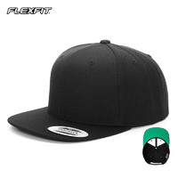 FLEXFIT 鸭舌棒球帽纯色平沿帽子开放式可调节时尚休闲青年男女正品 黑色 均码57cm