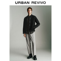 URBAN REVIVO UR 2024春季新款男装摩登设计感洗水立领牛仔外套UMU840007