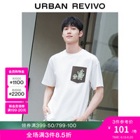 UR2024夏季男装时尚休闲撞色图案棉质短袖T恤UML440091 本白 S