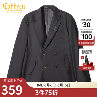 CABBEEN卡宾男装黑色西服大衣外套毛呢潮流宽松H 煤黑色01 52/180/XL