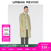 UR秋冬男装时尚气质简约高阶宽松翻领风衣UMF130048 卡其绿 S