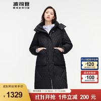 波司登BOSIDENG加厚羽绒服女中长款时尚休闲外套B30145252 黑灰爱心印花9W41 160/84A体重约100-110斤 160/84A 宽松版【偏大一码】