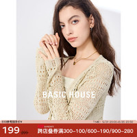 BASIC HOUSE/百家好针织镂空钩花开衫2024夏季长袖披肩上衣女外搭B 卡其 M