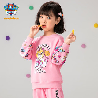 汪汪队立大功（PAW PATROL）汪汪队衣服女童长袖卫衣2024春装女孩卡通花版上衣圆领衫套装 粉色卫衣158【单件】 110cm