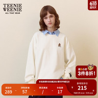 Teenie Weenie小熊春装季宽松圆领白色卫衣韩版上衣女时尚慵懒风女 象牙白 160/S