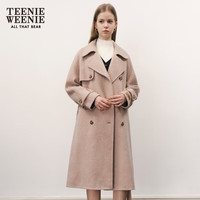 Teenie Weenie小熊绵羊毛双排扣中长款双面呢子大衣 燕麦色 165/M