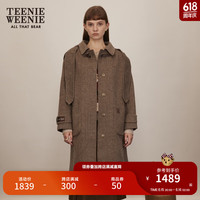 Teenie Weenie小熊秋冬可拆卸帽子翻领双面呢大衣外套女 卡其色 165/M