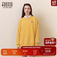 Teenie Weenie小熊春装季宽松圆领白色卫衣韩版上衣女时尚慵懒风女 黄色 170/L