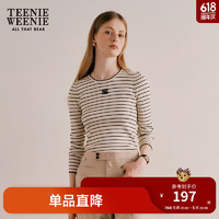 TEENIE WEENIE 小熊春装学院风条纹内搭黑色打底衫毛衣针织衫上衣女 卡其色 155/XS