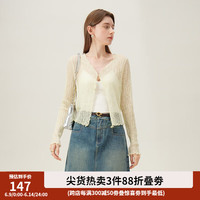 范思蓝恩薄款长袖遮阳针织衫开衫女夏季甜美镂空空调衫24FS12119 鹅黄色 XS