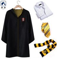 携鱼哈利波特的魔法袍学院服校服cos巫师赫敏拉文克劳风衣 赫奇帕奇4件套(风袍衬衣领带围巾) 儿童130【身高125-135】