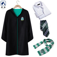 携鱼哈利波特的魔法袍学院服校服cos巫师赫敏拉文克劳风衣 斯莱特林4件套(风袍衬衣领带围巾) M码【身高164-169】