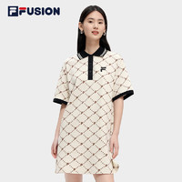 FILA FUSION斐乐潮牌女子连衣裙2024夏时尚宽松POLO领连身裙 170/88A/L