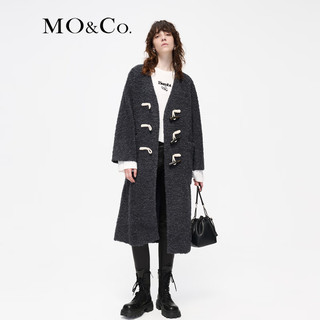 MO&Co.2023冬新品羊毛混纺圈圈绒牛角扣长款大衣外套MBC4OVCT01