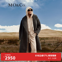 MO&Co.2023冬复合羊羔毛大翻领廓形毛绒大衣外套MBC4OVC008 深花灰色 M/165