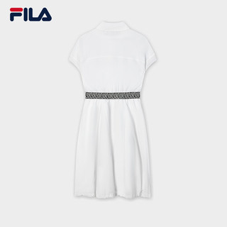 FILA Emerald斐乐女子梭织连衣裙2024夏季时尚休闲格子连衣裙 初雪白-WT 160/80A/S