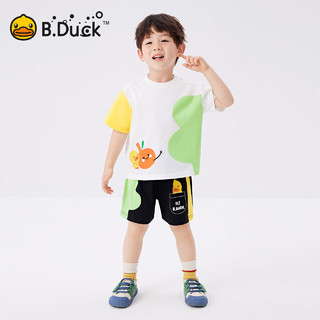 B.Duck 【套装】小黄鸭童装宝宝短袖套装男童纯棉夏装儿童裤子卡通 魅力紫 120cm