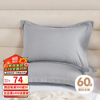 源生活 纯棉枕头套一对装 60支新疆棉纯色全棉枕芯套 灰色 48x74cm 【60S纯棉款】灰色