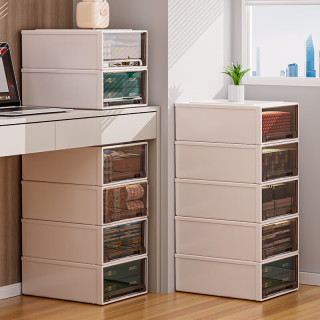 稻草熊 DOCOXO） 用衣服整理盒 奶油白框2层 茶透内抽