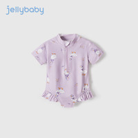 JELLYBABY女童泳衣洋气夏季2中小童防晒沙滩服夏装游泳衣1-3岁宝宝连体泳装 紫色 90CM