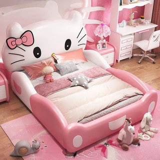 孩栏 儿童床女孩公主床实木1.5米1.2米北欧创意女生粉色卡通猫咪床 单床(不包括床垫) 普通床1.2*1.9