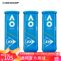 DUNLOP 邓禄普 网球 澳网网球AO比赛用球罐装高弹耐打练习球 3筒胶罐
