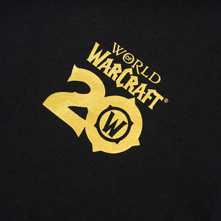 暴雪blizzard暴雪游戏周边魔兽世界20周年纪念烫金短袖圆领T恤 L