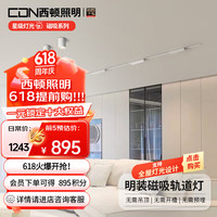 西顿照明(CDN)超薄明装磁吸轨道灯不吊顶客厅线条泛光灯卧室过道全光谱无主灯 【单排】3米 套餐2